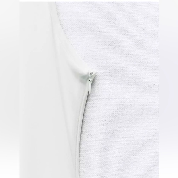 Zara balloon drop waist mixed media white dress - Picture 9 of 10